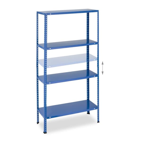 Blå robuste hylder med 4 niveauer