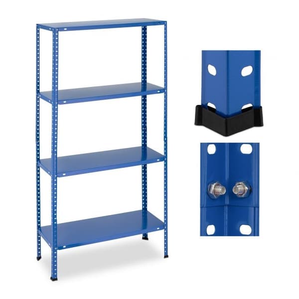 Blå robuste hylder med 4 niveauer
