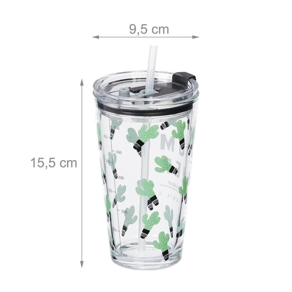 sett med 4 drikkeglass med kaktusmotiv