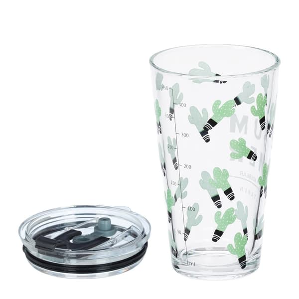sett med 4 drikkeglass med kaktusmotiv