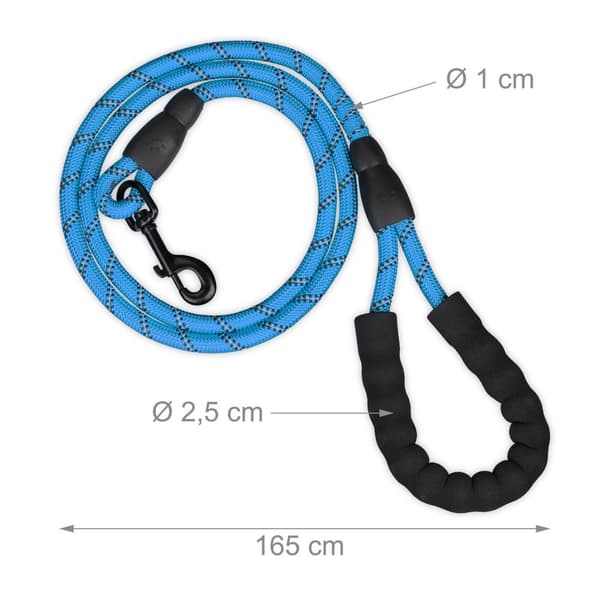 Vadderat hundkoppel blå 150 cm