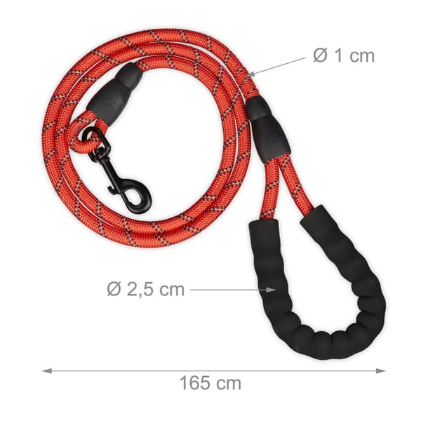 Polstret hundebånd rød 150 cm
