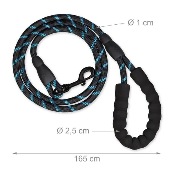 Polstret hundesnor sort 150 cm