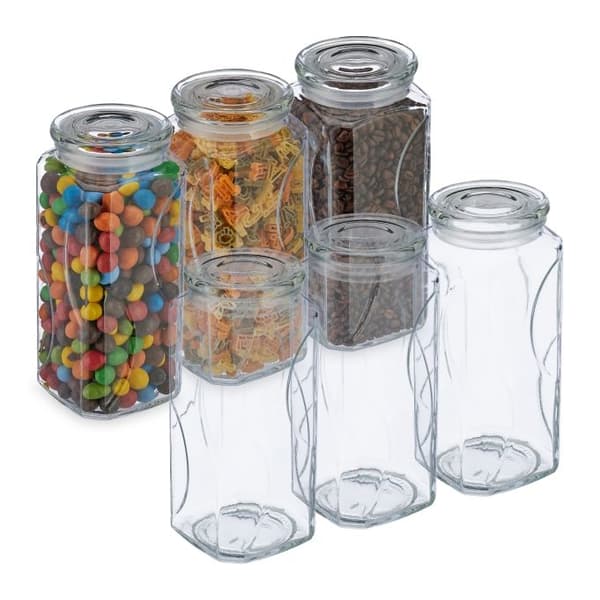 set med 6 förvaringsburkar med lock 1300 ml