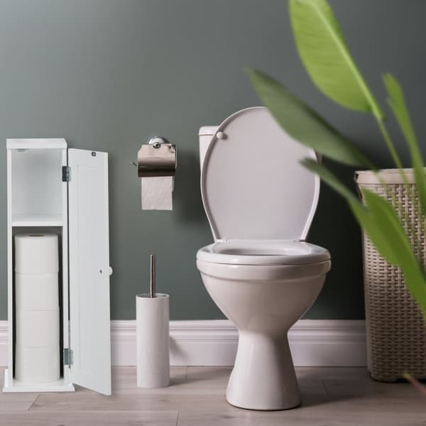 Slankt toiletskab med 2 hylder