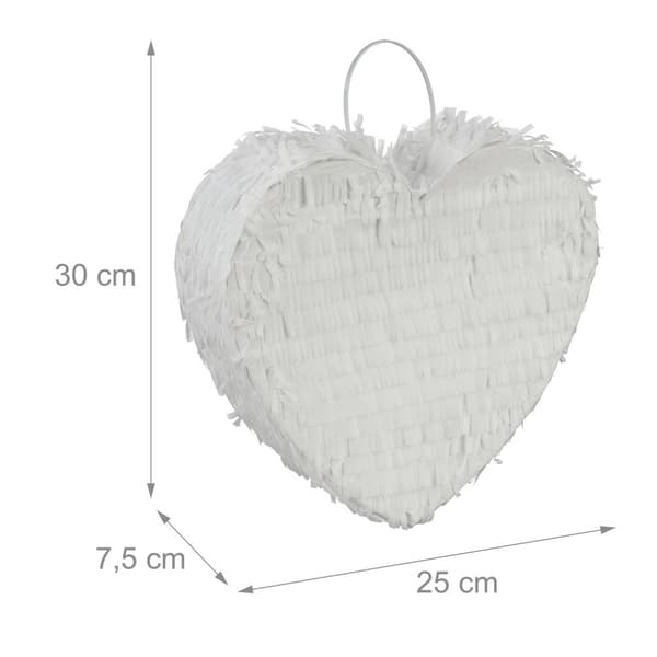 Hvit hjerteformet pinata