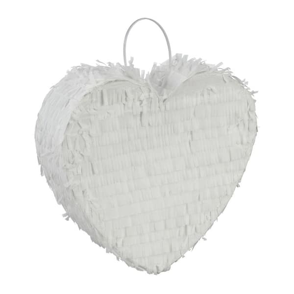 Hvit hjerteformet pinata