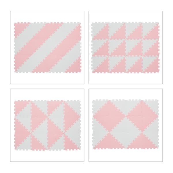 Puslespilsmåtte pink-hvid