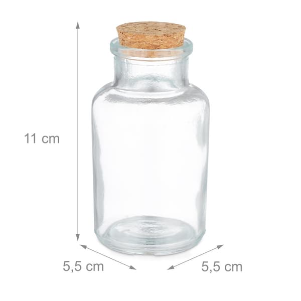sett med 16 krydderglass med korklokk