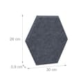 Miniatyrbild 4 av 8: Hexagoner i grå filt för anslagstavla - 6 st