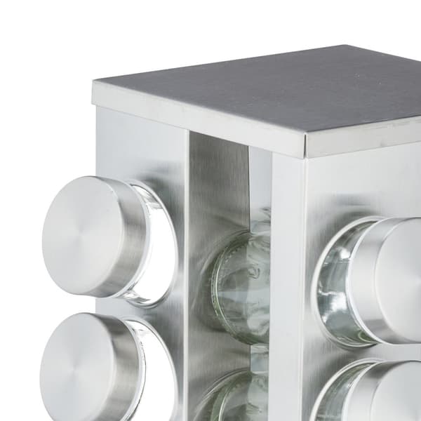 Firkantet krydderkarrusel med 16 glas