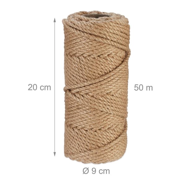 Juuttikaapeli 5 mm x 50 m 2 kappaletta