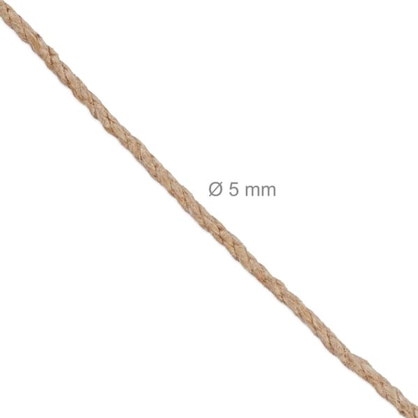 Juuttikaapeli 5 mm x 50 m 2 kappaletta