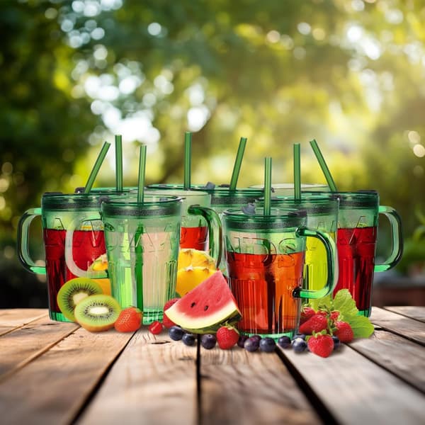 Sæt med 10 drikkeglas med håndtag