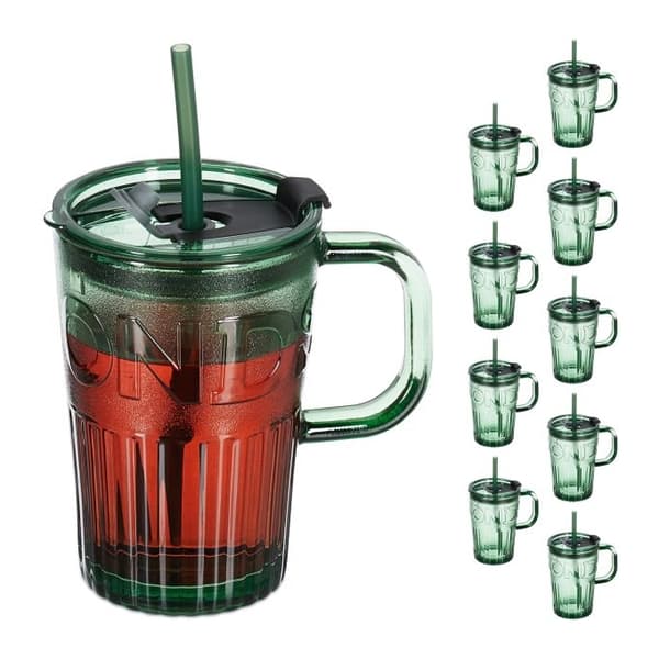 Sæt med 10 drikkeglas med håndtag