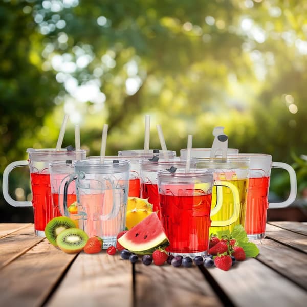 Sæt med 10 drikkeglas med håndtag