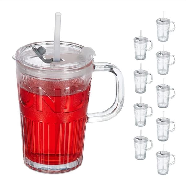 Sæt med 10 drikkeglas med håndtag