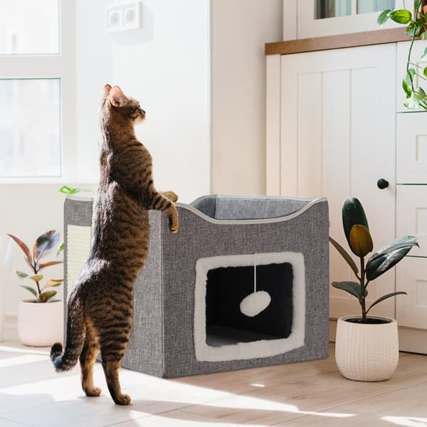 Hopfällbar kattgrop i grått