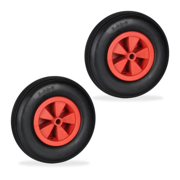 2x kottikärryjen pyörät 3.50-6 musta/punainen