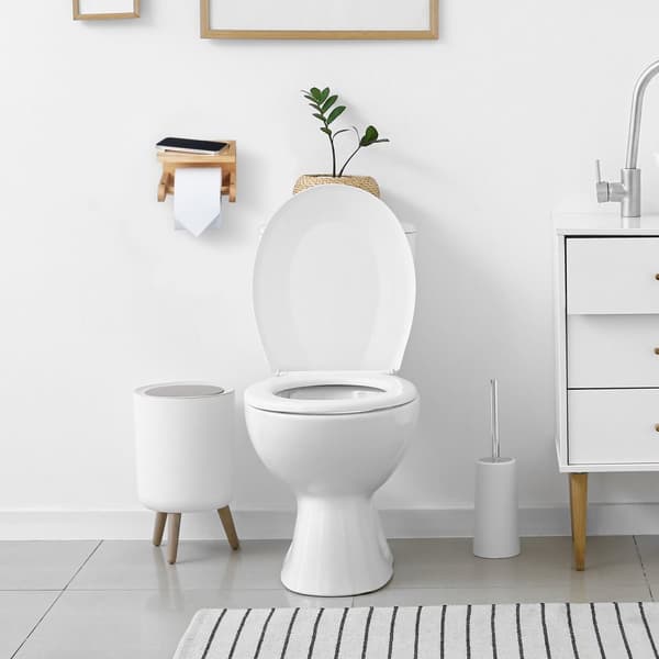 Bambus toiletrulleholder med hylde