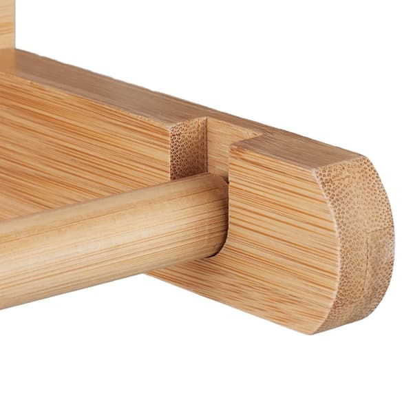 Bambus toiletrulleholder med hylde