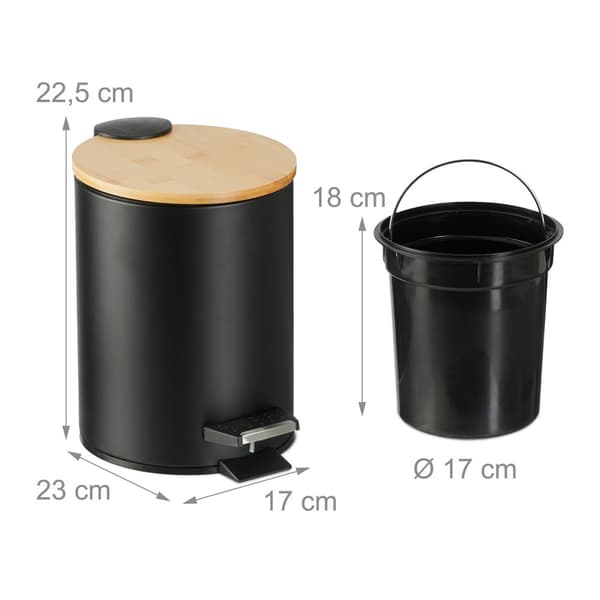 Avfallsbehållare för badrum 3 liter med lock av bambu
