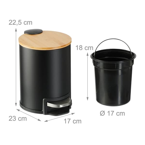 Avfallsbeholder for bad 3 liter med bambuslokk