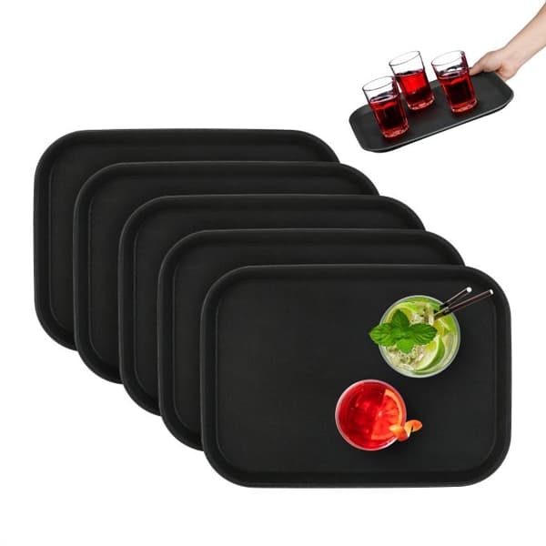 set med 5 serveringsbrickor 35 x 25 cm