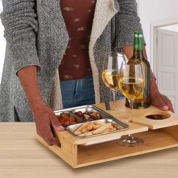 Sofabord med bakke i rustfrit stål