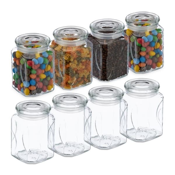 set med 8 förvaringsburkar med lock 750 ml