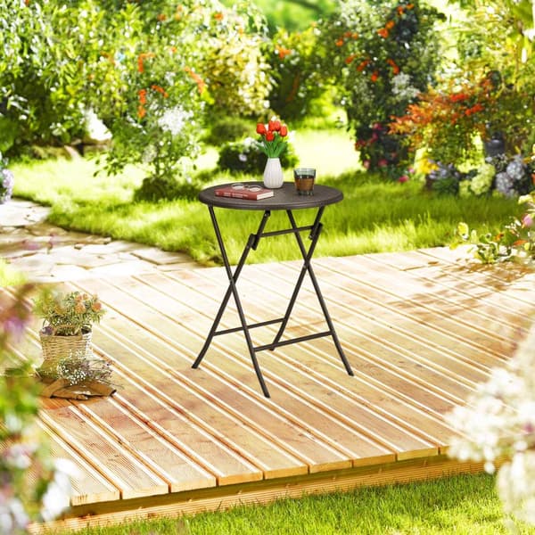 Rundt havebord i rattan look
