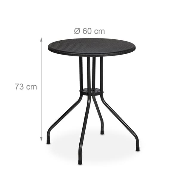 Runt trädgårdsbord i rottinglook