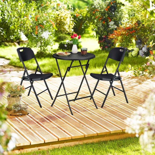 Rundt havebord i rattan look