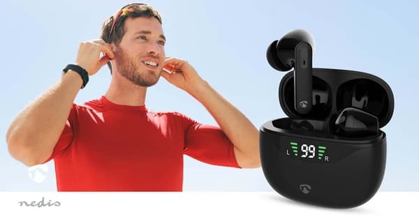 Fullt Trådlösa hörlurar | ANC (Active Noise Cancelling) | Bluetooth® | Maximal batteritid: 30 timmar | Tryck på Kontroll | Batteri hölje | Trådlöst la