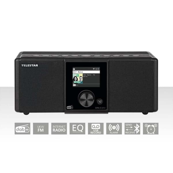 DIRA S21i+ EWF Multifunktionel stereoradio DAB+ / FM / Internet / Bluetooth Sort