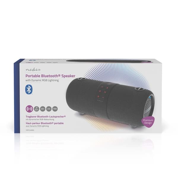 Bluetooth® højttaler | Maksimal batteritid: 6.5 timer | Håndholdt design | 40 W | Stereo | Indbygget mikrofon | IPX6 | Kan parres | Sort