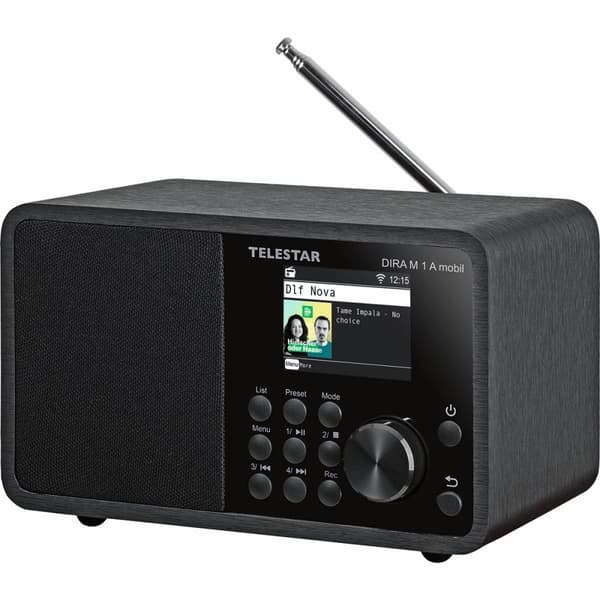 DIRA M 1 A Mobiili EWF Akkukäyttöinen mono monitoimiradio DAB+ / FM / Internet / Bluetooth Musta
