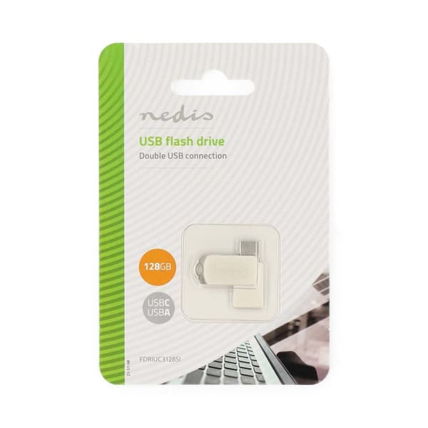 Muistitikku | 128 GB | USB-A / USB-C™ | Lukunopeus: 110 MB/s | Kirjoitusnopeus: 30 MB/s