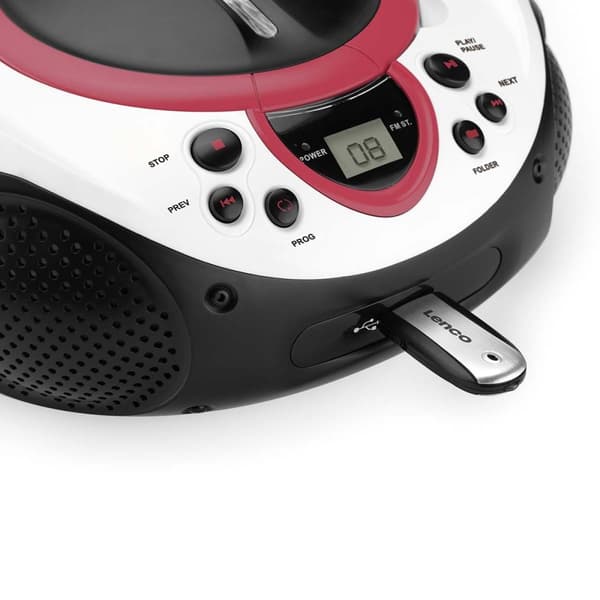 Kannettava FM-radio CD- ja USB-soitin Vaaleanpunainen