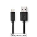 Miniatyrbild 1 av 4: Lightning Kabel | USB 2.0 | Apple Lightning, 8-stifts | USB-A Hane | 480 Mbps | Nickelplaterad | 1.00 m | Rund | PVC | Svart | Label