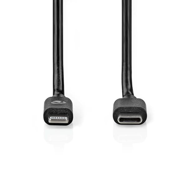 Lightning Kabel | USB 2.0 | Apple Lightning 8-pin | USB-C™ Han | 480 Mbps | Nikkelplateret | 1.00 m | Runde | PVC | Sort | Label
