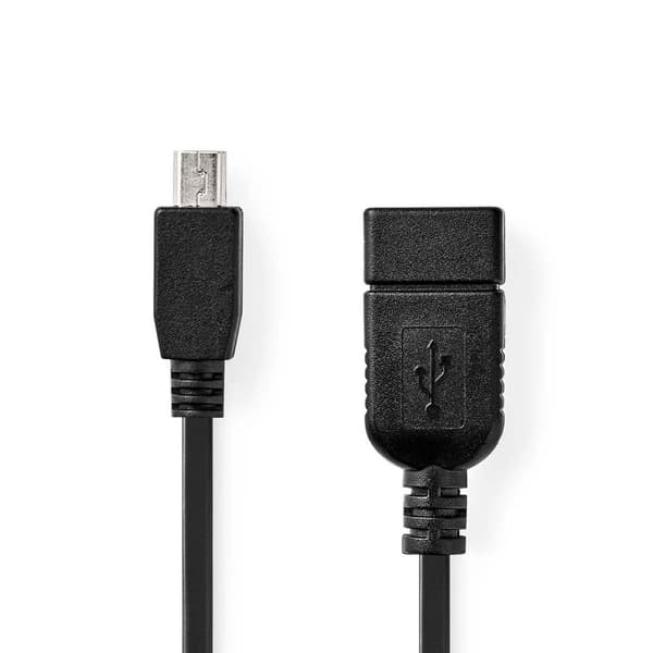 USB-adapter | USB 2.0 | Mini 5-Pin Han | USB-A Hun | 480 Mbps | OTG | 0.20 m | Rund | Nikkel belagt | Sort | Boks