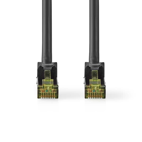 CAT7 nätverkskabel | S/FTP | RJ45 hane | RJ45 hane | 2.00 m | Snagless | Rund | LSZH | Svart | Label
