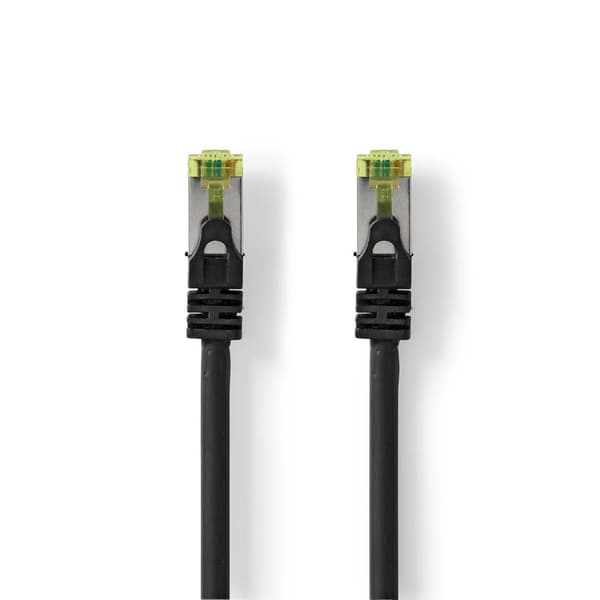 CAT7 nätverkskabel | S/FTP | RJ45 hane | RJ45 hane | 2.00 m | Snagless | Rund | LSZH | Svart | Label