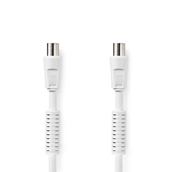 Coax Cable | IEC (Coax) Han | IEC (Coax) Hun | Nikkel belagt | 120 dB | 75 Ohm | Quad skjermet | 10.0 m | Rund | PVC | Hvit | Label