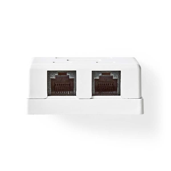 Nettverksveggboks | På veggen | 2-Port port(s) | UTP CAT6 | Rett | Hunn | Gull belagt | PVC | Hvit | Boks