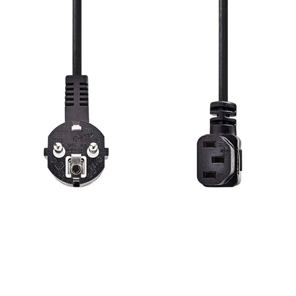 Strömkabel | Strömkontakt Hane | IEC-320-C13 | Vinklat | Vinklat | Nickelplaterad | 10.0 m | Rund | PVC | Svart | Label