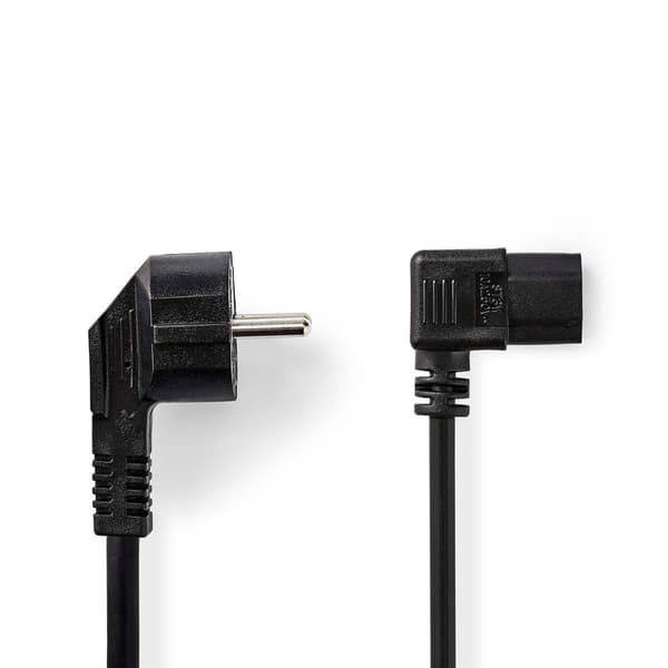 Strömkabel | Strömkontakt Hane | IEC-320-C13 | Vinklat | Vinklat | Nickelplaterad | 10.0 m | Rund | PVC | Svart | Label