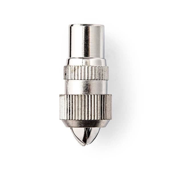 IEC (coax) | Rak | Hane | Nickelplaterad | 75 Ohm | Skruva | Kabel input diameter: 7.0 mm | Metall | Silver | 2 st. | Låda