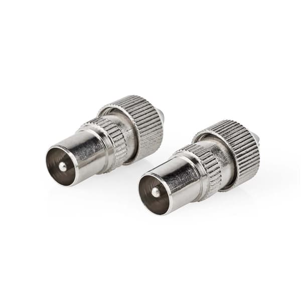 IEC (coax) | Rak | Hane | Nickelplaterad | 75 Ohm | Skruva | Kabel input diameter: 7.0 mm | Metall | Silver | 2 st. | Låda